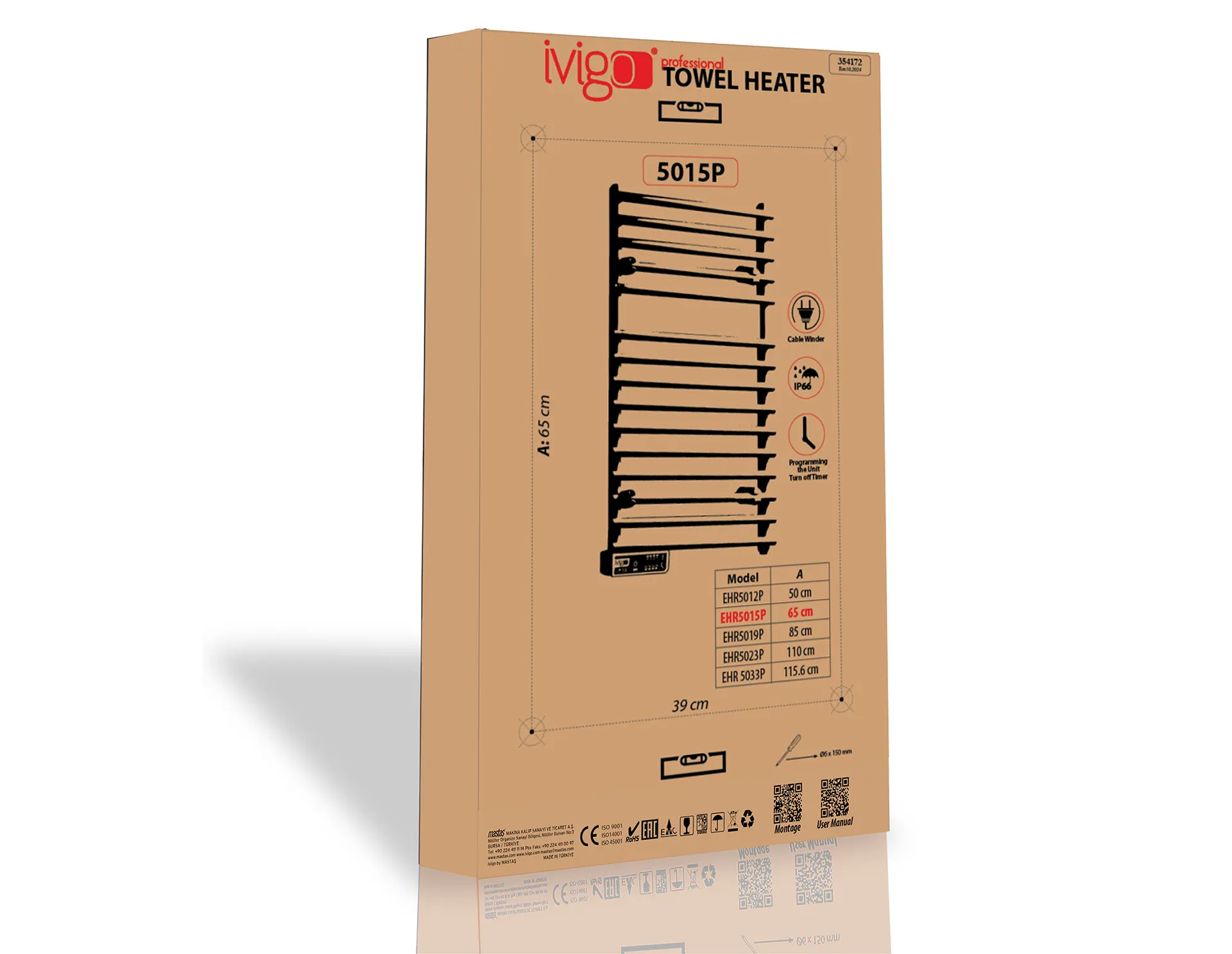 İVİGO EHR 350 Watt Profesyonel Havlu Isıtıcı Beyaz