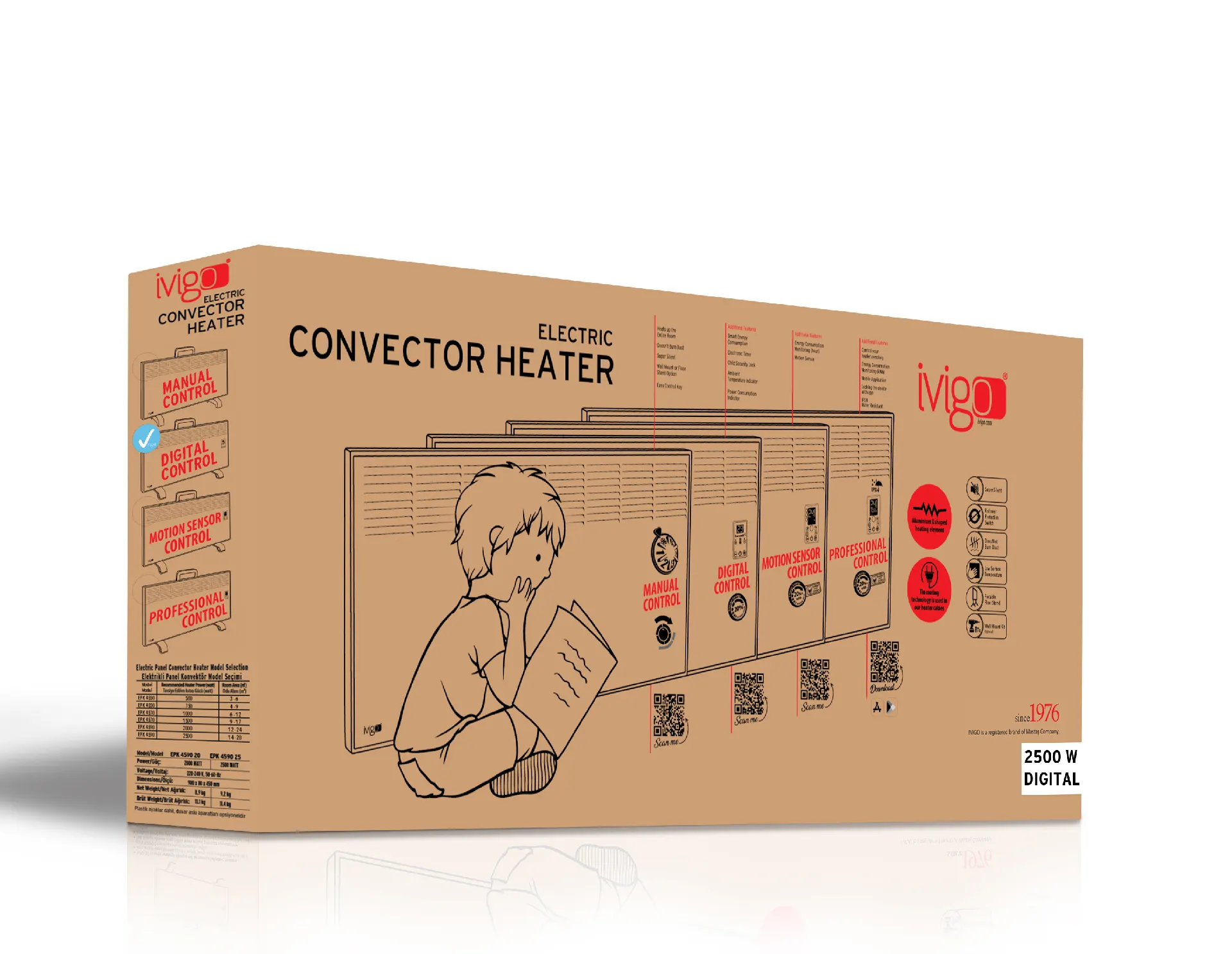 İVİGO EPK 2500 Watt Dijital Konvektör Isıtıcı Beyaz